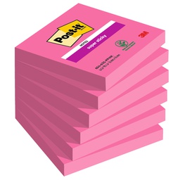 [105339] Cf. 6pz 90 foglietti Post-it® Super Sticky 76x76mm 654-6SS rosa power