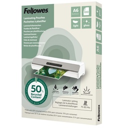 [105343] Scatola 100 pouches riciclate 80mic A6 Fellowes