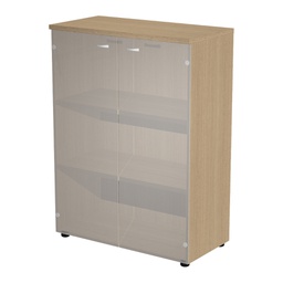 [105392] Armadio medio ante vetro 90x45,8xH123cm con struttura rovere