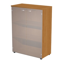[105393] Armadio medio ante vetro 90x45,8xH123cm con struttura noce chiaro