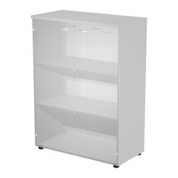 [105394] Armadio medio ante vetro 90x45,8xH123cm con struttura grigio
