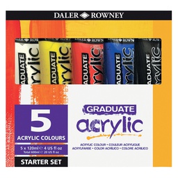 [105413] Starter set 5 tubi 120ml colore acrilico fine Graduate colori assortiti Daler Ro