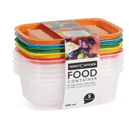 [105640] conf. 5pz contenitori alimenti in PP 185x125x56mm 600ml Perfetto