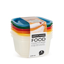 [105641] conf. 5pz contenitori alimenti in PP 150x137x69mm 630ml Perfetto