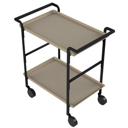 [105748] LINE'A carrello da servizio struttura nera - 2 ripiani SABBIA + Tovaglietta beig