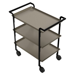 [105750] LINE'A carrello da servizio struttura nera - 3 ripiani SABBIA + Tovaglietta beig