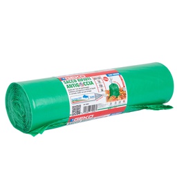 [105877] 10 Sacchi rifiuti da giardino c/fascetta 80x120cm- 150Lt 56my verde Geko