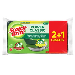[105911] PACK 2+1 Spugne abrasive Power Classic antibatterica SCOTCH BRITE® A12