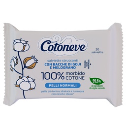 [105930] Busta da 20 salviette struccanti in cotone pelli normali Cotoneve