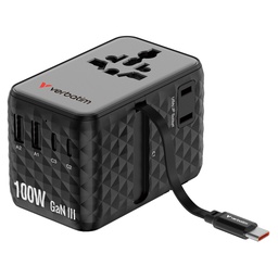 [VERB30191] Adattatore da viaggio universale GaN III con cavo USB-C retrattile - Nero_Verbat