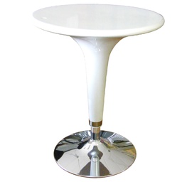[68702] TAVOLO BAR D60cm in ABS e ACCIAIO H72/92cm BIANCO