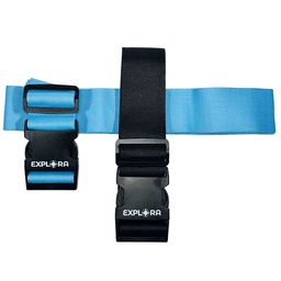 [106050] Set 2 cinghie per valigia regolabili Explora lungh. 190x5cm azzurro/nero Lebez
