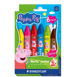 [106120] Astuccio 6pz pastello a cera jumbo Noris® Junior Peppa Pig colori assortiti Stae