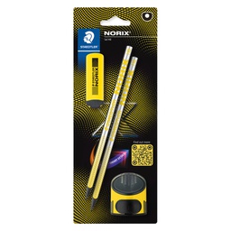 [106124] Set 2 matite HB/temperamatite/gomma Norix® giallo Staedtler