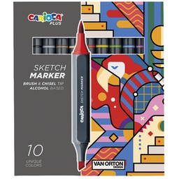 [104495] Astuccio 10 Sketch marker doppia punta colori assortiti Carioca Plus