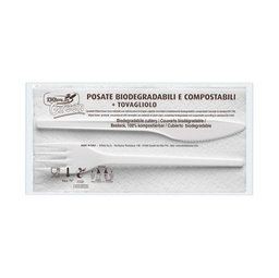 [91426] 100 Bis Posate in Estabio con tovagliolo 2v Dopla Green art. 03907