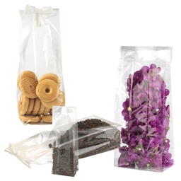 [70914] 100 BUSTE TRASPARENTI CRYSTAL 12x37+7cm c/fondo quadro