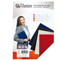 [68456] 100 COPERTINE A3 CARTONCINO GOFFRATO 250g NERO TiTanium