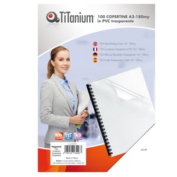 [68460] 100 COPERTINE A3 PVC TRASPARENTE 180my TiTanium