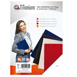 [68470] 100 COPERTINE A4 CARTONCINO GOFFRATO 250g BIANCO TiTanium