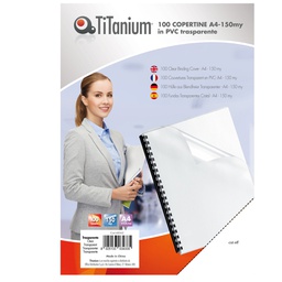 [68562] 100 COPERTINE A4 PVC TRASPARENTE 150my TiTanium
