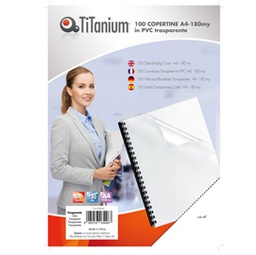 [68465] 100 COPERTINE A4 PVC TRASPARENTE 180my TiTanium