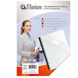 [68465] 100 COPERTINE A4 PVC TRASPARENTE 180my TiTanium