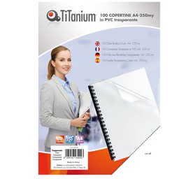 [68466] 100 COPERTINE A4 PVC TRASPARENTE 250my TiTanium