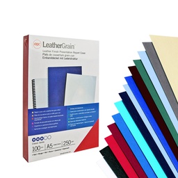 [69088] 100 COPERTINE LEATHERGRAIN 250GR A4 BLU GOFFRATO