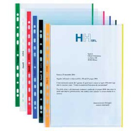 [47357] 10 BUSTE FORATE 21x29.7cm C/BANDA COLORE BLU 01/0165