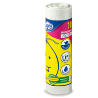 [57545] 10 SACCHI IMMONDIZIA 70X110CM 120LT HD 16mic BIANCHI LOGEX