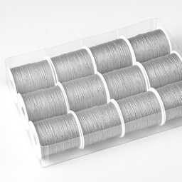 [88256] 12 rocchette cordonetto 2 capi 20mt argento Brizzolari