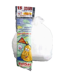 [89599] 15 Sacchi BIO bianchi 42x45cm 10Lt 17mic Rolsac