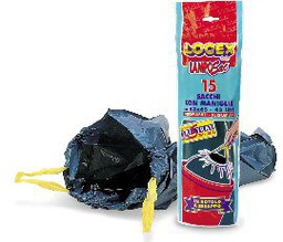 [45048] 15 Sacchi immondizia 53x65cm 40Lt 25mic Blu con maniglie