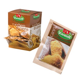 [86868] 1Kg Zucchero di canna in bustine monoporzione da 5gr cad. (200 bustine Viander