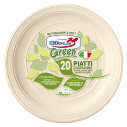 [96698] 20 Piatti piani D220mm BIO Mater-bi DOpla Green art. 40033