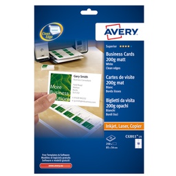 [45223] 250 BIGLIETTI VISITA 85x54mm BIANCO LASER 200gr QuickClean AVERY