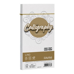 [57472] 25 buste CALLIGRAPHY LINO 120gr 110x220mm bianco FAVINI