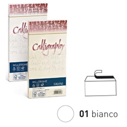 [61549] 25 BUSTE CALLIGRAPHY MILLERIGHE 110X220MM 100GR 01 BIANCO