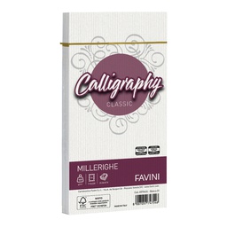 [61549] 25 BUSTE CALLIGRAPHY MILLERIGHE 110X220MM 100GR 01 BIANCO