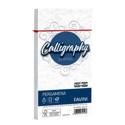 [38245] 25 buste CALLIGRAPHY PERGAMENA 110x220mm 90gr bianco FAVINI
