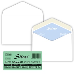 [32067] 25 buste SILVER MATIC FSC® gommata bianca s/finestra 114x162mm 80gr Pigna Envelo