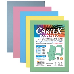 [89641] 25 cartelline 3L pastello C/stampa rigatura col.ass. CARTEX BLASETTI