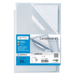 [25101] 25 CARTELLINE A L 21X29,7 CAPRI 61 PVC CRISTALLO 11/100M SEI