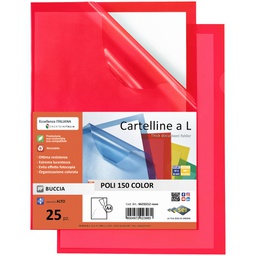 [71937] 25 CARTELLINE A L 21X29,7 ROSSO POLI 150 COLOR PPL B.A. SEI