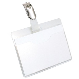[68002] 25 PORTANOME TASCA APERTA 60x90mm clip in metallo DURABLE