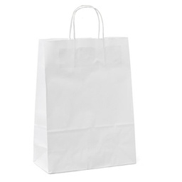 [87725] 25 shoppers carta CM 22x10x29cm bianco neutro cordino