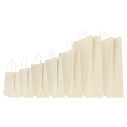 [57067] 25 SHOPPERS CARTA KRAFT 22X10X29CM TWISTED AVORIO