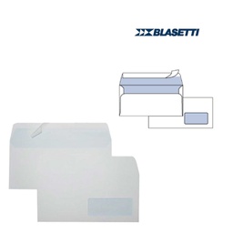 [53697] 500 BUSTE BIANCHE 110X230MM 90GR C/FINESTRA FSC STRIP LASER BLASETTI