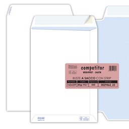 [46159] 500 buste sacco COMPETITOR FSC® bianca strip adesivo 160x230mm 80gr Pigna Envelo